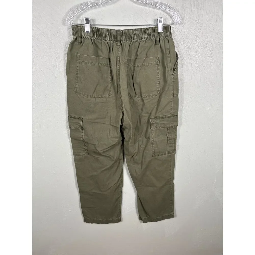 Aeropostale Army Green Cargo Pants Women's Large Elastic Waist‎ Straight Leg - Picture 2 of 11